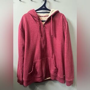 Levi's Men's Heather Burgundy Sherpa Lined Zip Hoodie Jacket XXL